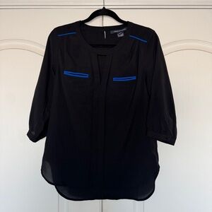 French Connection Black 3/4 Sleeve Cutout Blouse - US 2